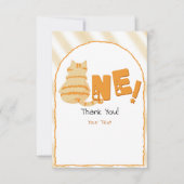 Cute Fat Orange Cat 1st Birthday サンキューカード (正面)