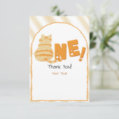 Cute Fat Orange Cat 1st Birthday サンキューカード (スタンド正面)