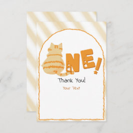 Cute Fat Orange Cat 1st Birthday サンキューカード