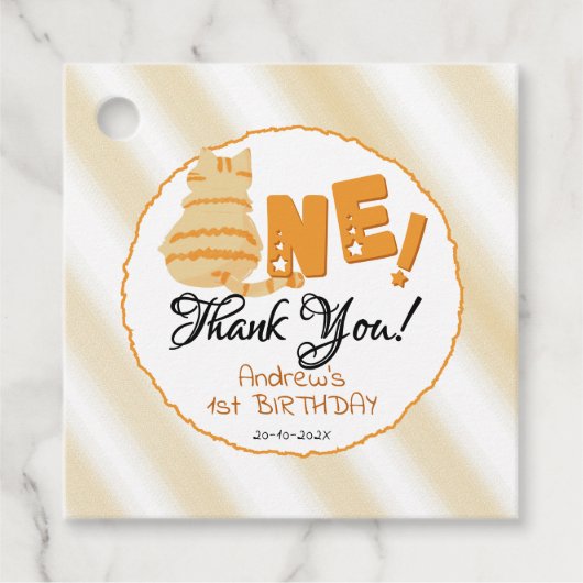Cute Fat Orange Cat 1st Birthday フェイバータグ (正面)