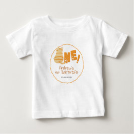 Cute Fat Orange Cat 1st Birthday ベビーTシャツ