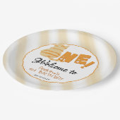 Cute Fat Orange Cat 1st Birthday ペーパープレート (アングル)