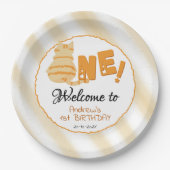 Cute Fat Orange Cat 1st Birthday ペーパープレート (正面)
