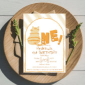 Cute Fat Orange Cat 1st Birthday 招待状