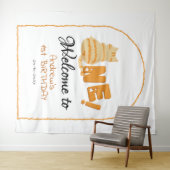 Cute Fat Orange Cat 1st Birthday Backdrop タペストリー (インサイチュ(横))