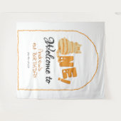 Cute Fat Orange Cat 1st Birthday Backdrop タペストリー (正面(横))