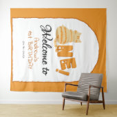 Cute Fat Orange Cat 1st Birthday Backdrop タペストリー (インサイチュ(横))