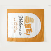 Cute Fat Orange Cat 1st Birthday Backdrop タペストリー (正面(横))