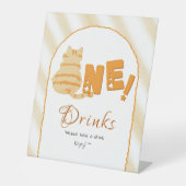 Cute Fat Orange Cat 1st Birthday Drinks 台座サイン (正面)
