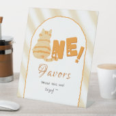 Cute Fat Orange Cat 1st Birthday Favors 台座サイン (インサイチュ)