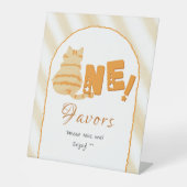 Cute Fat Orange Cat 1st Birthday Favors 台座サイン (正面)