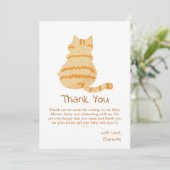 Cute Fat Orange Cat Baby Shower サンキューカード (スタンド正面)