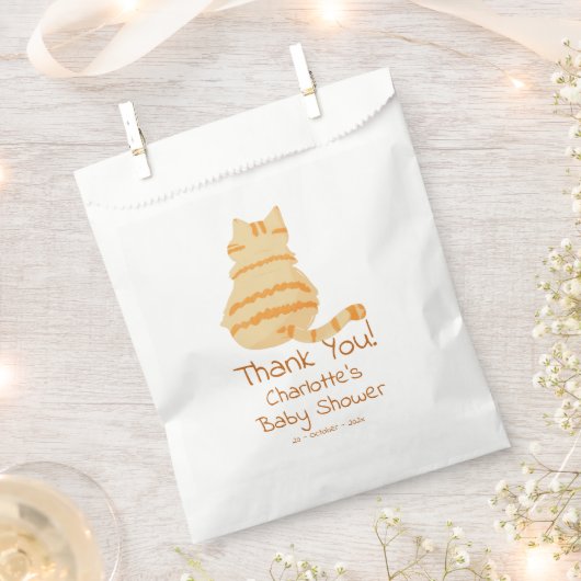 Cute Fat Orange Cat Baby Shower フェイバーバッグ (クリップ留めされた状態)