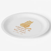 Cute Fat Orange Cat Baby Shower ペーパープレート (アングル)