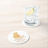 Cute Fat Orange Cat Baby Shower ラウンドペーパーコースター (インサイチュ)