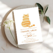 Cute Fat Orange Cat Baby Shower 招待状
