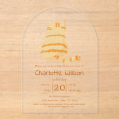 Cute Fat Orange Cat Baby Shower Acrylic Invitation アクリル招待状 (正面)