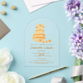 Cute Fat Orange Cat Baby Shower Acrylic Invitation アクリル招待状 (インサイチュ (ウェディング))