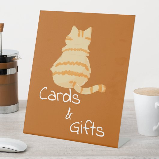 Cute Fat Orange Cat Baby Shower Cards & Gifts 台座サイン (インサイチュ)