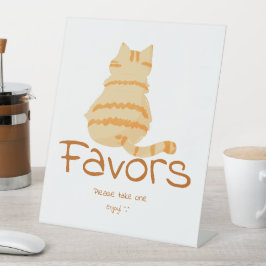 Cute Fat Orange Cat Baby Shower Favors 台座サイン