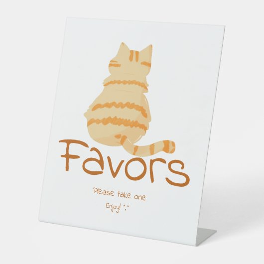 Cute Fat Orange Cat Baby Shower Favors 台座サイン (正面)