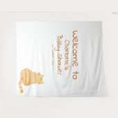 Cute Fat Orange Cat Baby Shower Photo Backdrop タペストリー (正面(横))