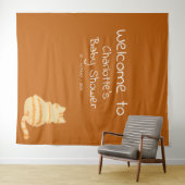 Cute Fat Orange Cat Baby Shower Photo Backdrop タペストリー (インサイチュ(横))