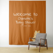 Cute Fat Orange Cat Baby Shower Photo Backdrop タペストリー (インサイチュ)