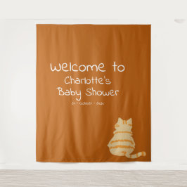 Cute Fat Orange Cat Baby Shower Photo Backdrop タペストリー