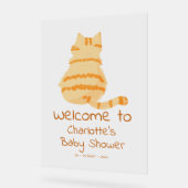 Cute Fat Orange Cat Baby Shower Welcome アクリルサイン (傾斜)