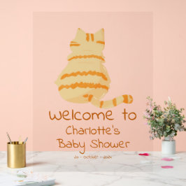 Cute Fat Orange Cat Baby Shower Welcome アクリルサイン
