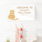 Cute Fat Orange Cat Baby Shower Welcome Banner 横断幕 (インサイチュ)