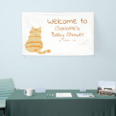 Cute Fat Orange Cat Baby Shower Welcome Banner 横断幕 (トレードショー)