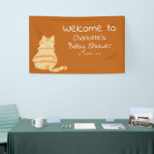 Cute Fat Orange Cat Baby Shower Welcome Banner 横断幕 (トレードショー)