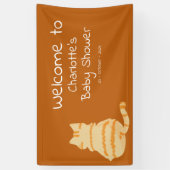 Cute Fat Orange Cat Baby Shower Welcome Banner 横断幕 (縦)