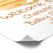 Cute Fat Orange Cat Baby Shower Welcome Sign ポスター (角)