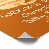 Cute Fat Orange Cat Baby Shower Welcome Sign ポスター (角)