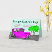 Cute Father's Day Card w/Basset Hound in a Car カード (黄色い花)