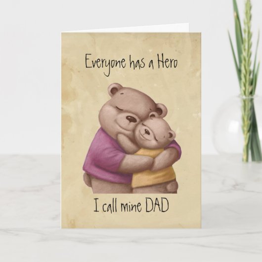 Cute Father's Day, Dad my Hero, Bear Family Card カード (正面)