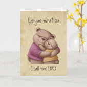 Cute Father's Day, Dad my Hero, Bear Family Card カード (黄色い花)
