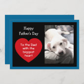 Cute Father's Day Red Message Heart Dog Photo Blue シーズンカード (正面/裏面)