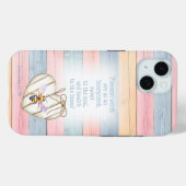 Cute Faux Pastel Wood Heart Bee Scripture Case-Mate iPhoneケース (裏面 (横))