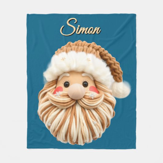 Cute Faux Yarn Christmas Santa crochet  フリースブランケット (正面)