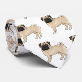 Cute Fawn Pug Dog Cartoon Illustrated Dog Pattern ネクタイ (ロール)