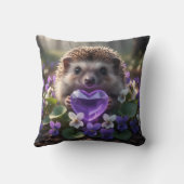 Cute February Hedgehog with Amethyst Heart クッション (裏面)