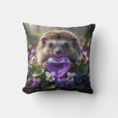 Cute February Hedgehog with Amethyst Heart クッション (正面)