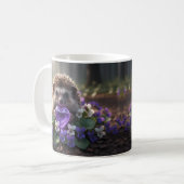 Cute February Hedgehog with Amethyst Heart コーヒーマグカップ (正面左)