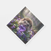 Cute February Hedgehog with Amethyst Heart スタンダードランチョンナプキン (角)