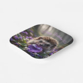 Cute February Hedgehog with Amethyst Heart ペーパープレート (傾斜あり)