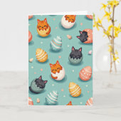 Cute Feline Hatching Pattern Card カード (黄色い花)
